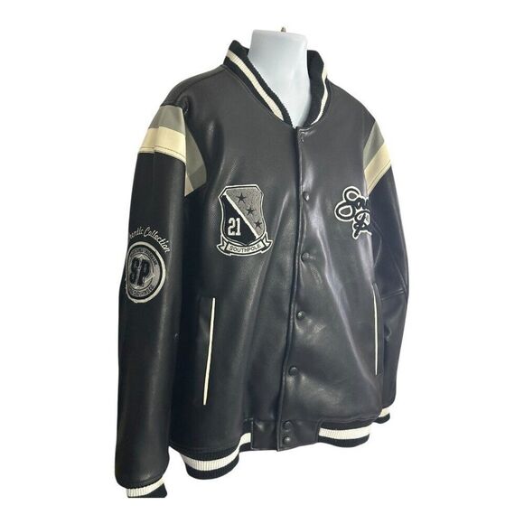 Southpole Other - Southpole Varsity Bomber Jacket Mens XL Black Excellent Faux Leather Streetwear